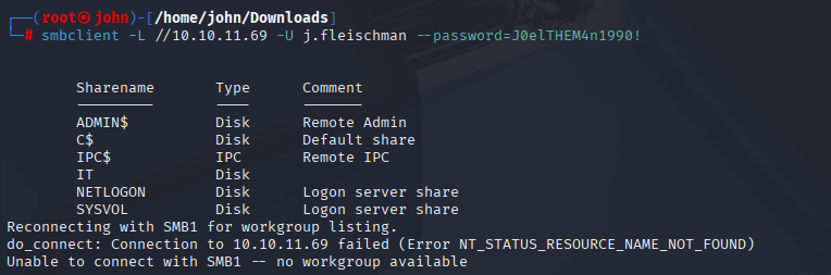 SMB share listing